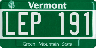 VT license plate LEP191