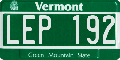 VT license plate LEP192