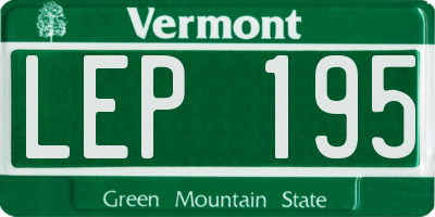 VT license plate LEP195