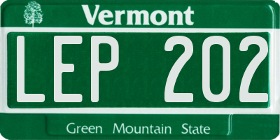 VT license plate LEP202