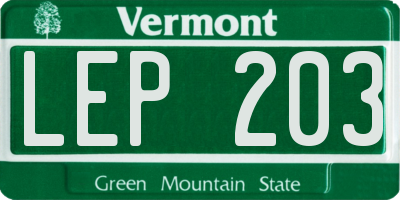 VT license plate LEP203