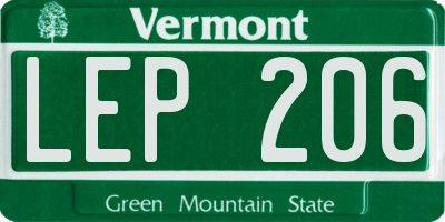 VT license plate LEP206