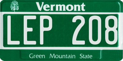 VT license plate LEP208