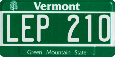 VT license plate LEP210