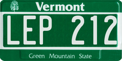 VT license plate LEP212