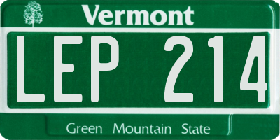 VT license plate LEP214