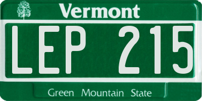 VT license plate LEP215