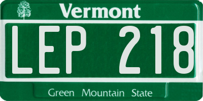 VT license plate LEP218