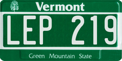 VT license plate LEP219