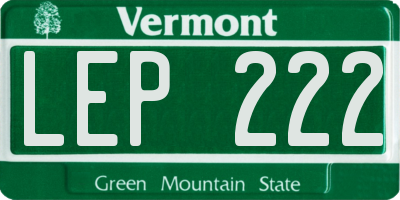VT license plate LEP222