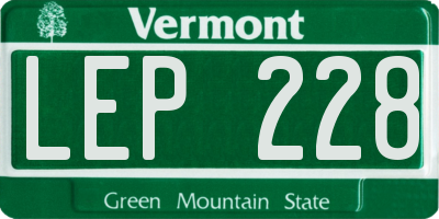 VT license plate LEP228
