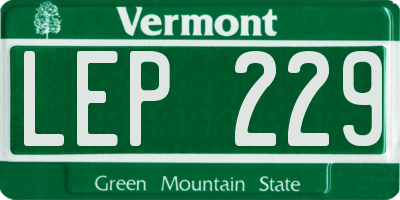 VT license plate LEP229