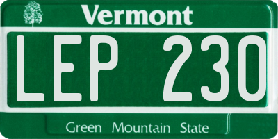 VT license plate LEP230