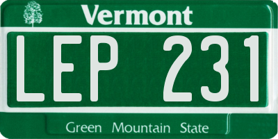 VT license plate LEP231