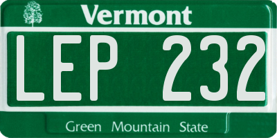 VT license plate LEP232