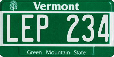 VT license plate LEP234