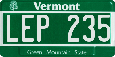 VT license plate LEP235