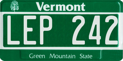 VT license plate LEP242