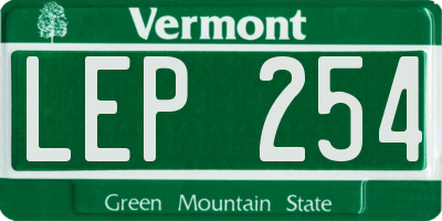 VT license plate LEP254