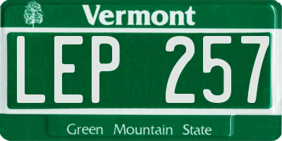 VT license plate LEP257