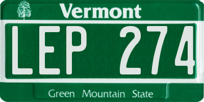 VT license plate LEP274