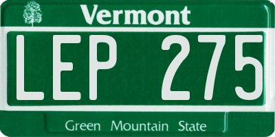 VT license plate LEP275