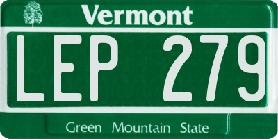 VT license plate LEP279