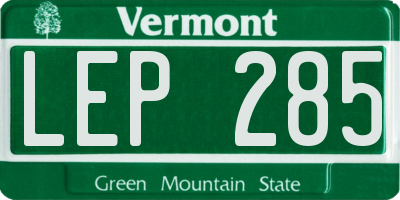 VT license plate LEP285