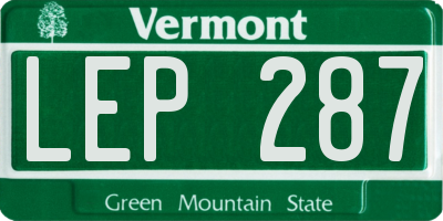 VT license plate LEP287