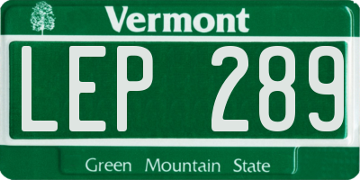 VT license plate LEP289