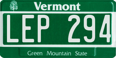 VT license plate LEP294