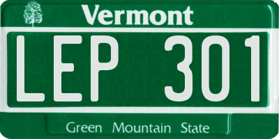VT license plate LEP301