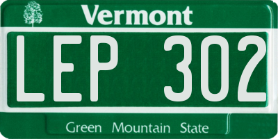 VT license plate LEP302