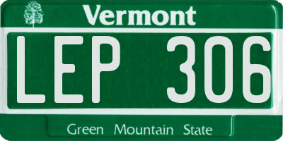 VT license plate LEP306