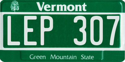 VT license plate LEP307