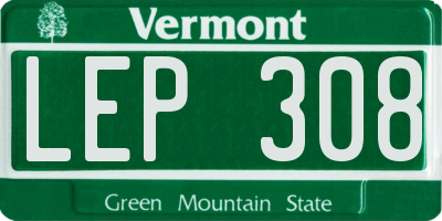 VT license plate LEP308