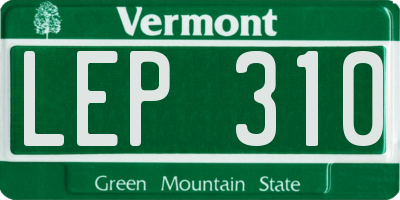 VT license plate LEP310