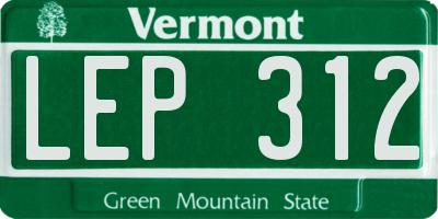 VT license plate LEP312