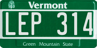 VT license plate LEP314