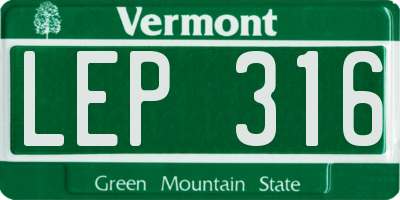 VT license plate LEP316