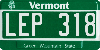 VT license plate LEP318