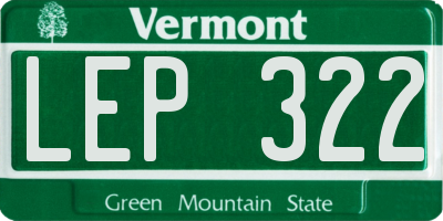 VT license plate LEP322