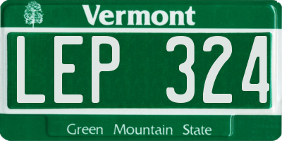 VT license plate LEP324
