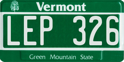 VT license plate LEP326
