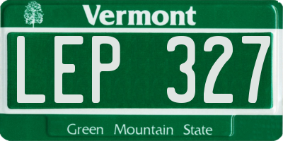 VT license plate LEP327