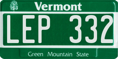 VT license plate LEP332