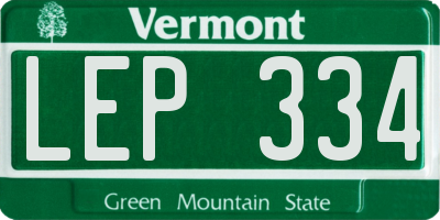 VT license plate LEP334