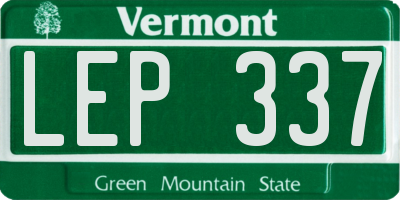 VT license plate LEP337