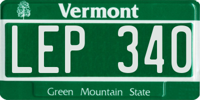 VT license plate LEP340