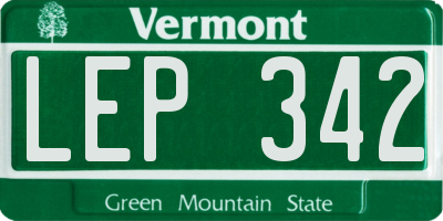 VT license plate LEP342